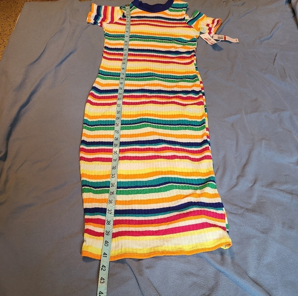 Edit by Seventeen Juniors bodycon striped maxi dress XS cold shoulder NWT - Picture 9 of 11